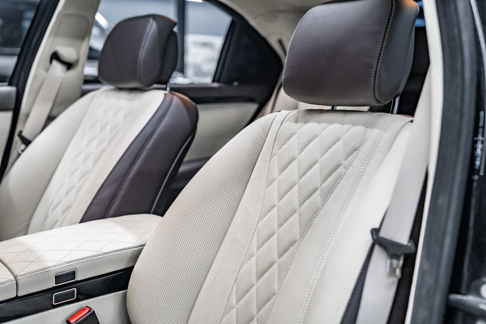 MERCEDES W221 S CLASS 2006-2012 KAHVE - BEYAZ DERİ DÖŞEME